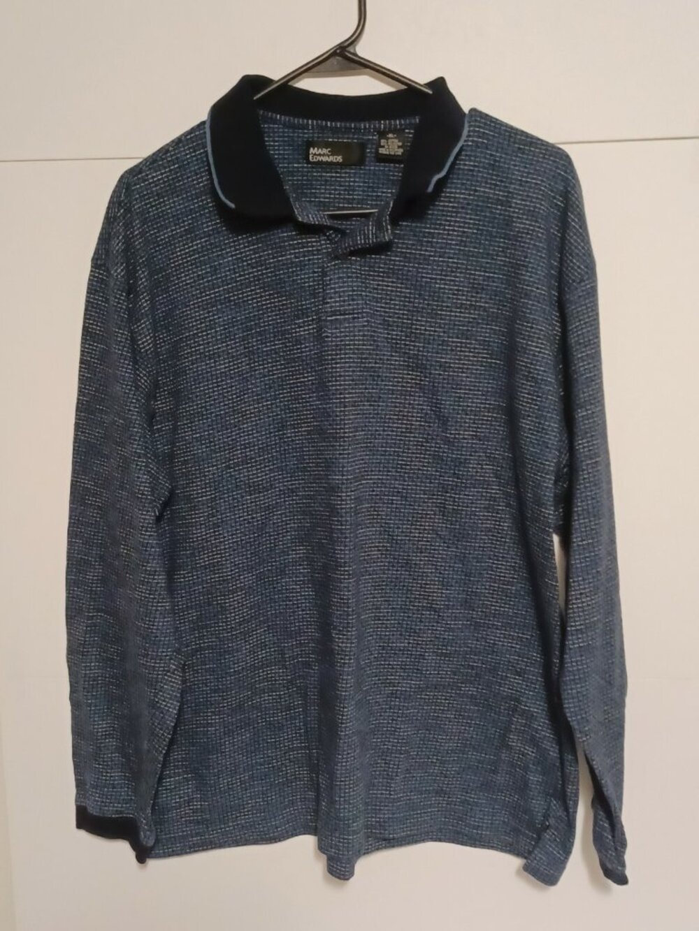 Vintage late 90s early 00s Marc Edwards Blue /White abstract Long Sleeve  XL